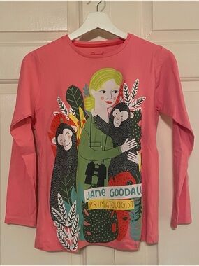 Piccolina Jane Goodall Pink Long-Sleeve Kids Tee size 14
